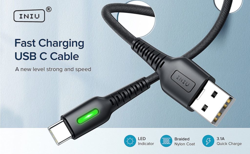 INIU - Lot de 3 Câbles USB-C vers USB Charge Rapide 3 Lo