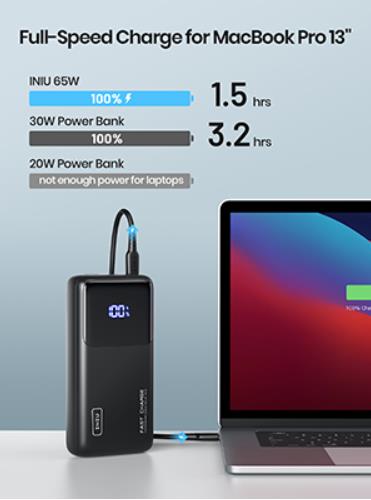 INIU Power Bank, 25000mAh/65W USB C Laptop Portable Charger, PD QC Fast  Charg